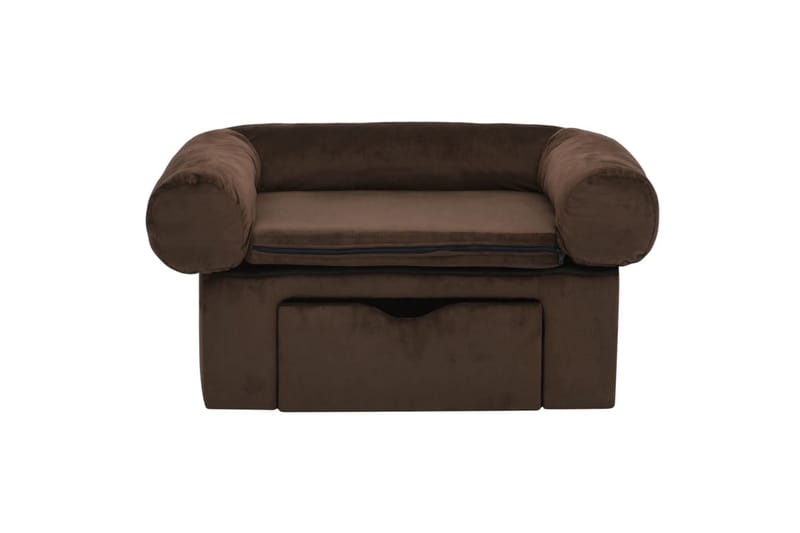 Hundesofa med skuff brun 75x50x38 cm plysj - Brun - Sport & fritid - Til dyrene - For hund - Hundemøbler - Hundekurv & hundeseng