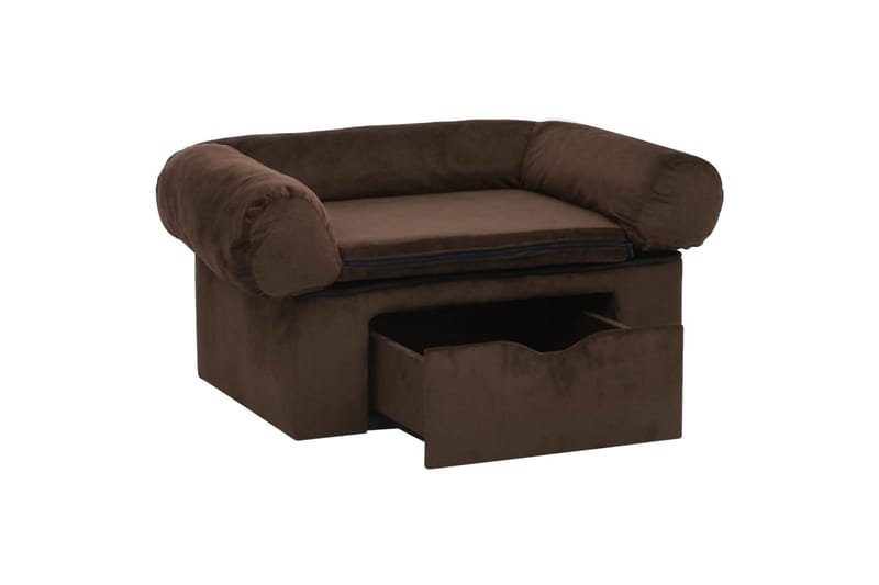 Hundesofa med skuff brun 75x50x38 cm plysj - Brun - Sport & fritid - Til dyrene - For hund - Hundemøbler - Hundekurv & hundeseng