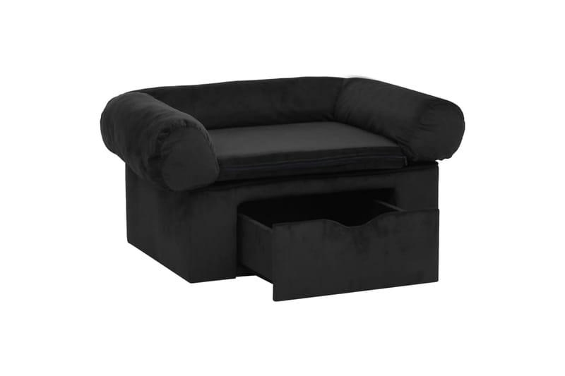 Hundesofa med skuff svart 75x50x38 cm plysj - Svart - Sport & fritid - Til dyrene - For hund - Hundemøbler - Hundekurv & hundeseng