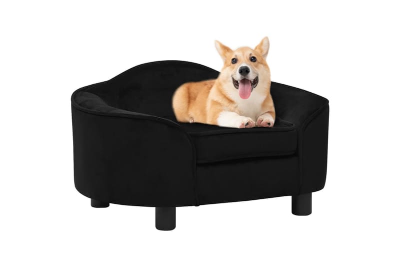 Hundesofa svart 67x47x36 cm plysj - Svart - Sport & fritid - Til dyrene - For hund - Hundemøbler - Hundekurv & hundeseng