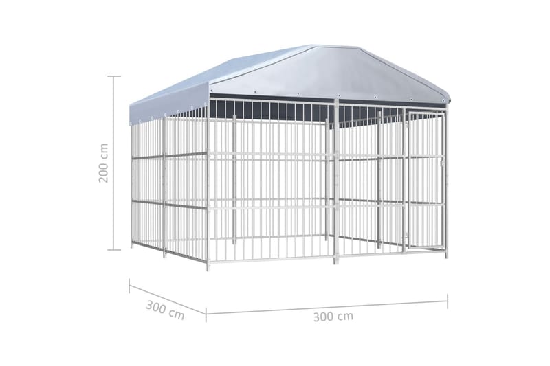 Utendørs hundegård med tak 300x300 cm - Sport & fritid - Til dyrene - For hund - Hundemøbler