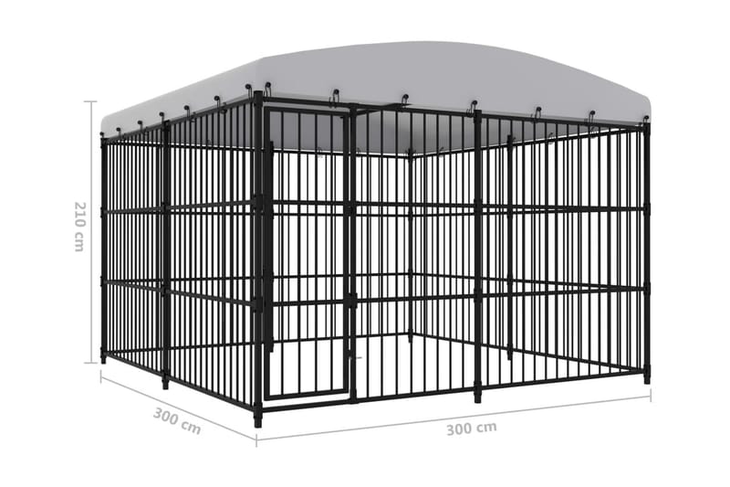 Utendørs hundegård med tak 300x300x210 cm - Svart - Sport & fritid - Til dyrene - For hund - Hundemøbler