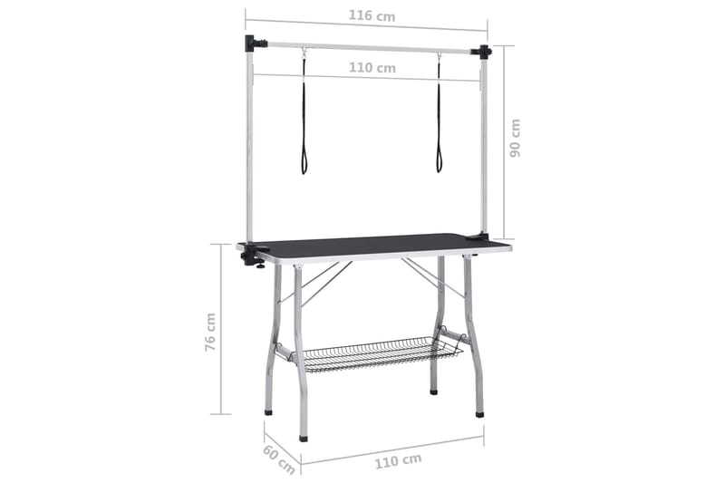 Justerbart trimmebord til hund med 2 løkker og kurv - Sport & fritid - Til dyrene
