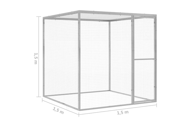 Kattegård 1,5x1,5x1,5 m galvanisert stål - Silver - Sport & fritid - Til dyrene - Katt - Kattebur & katteveske