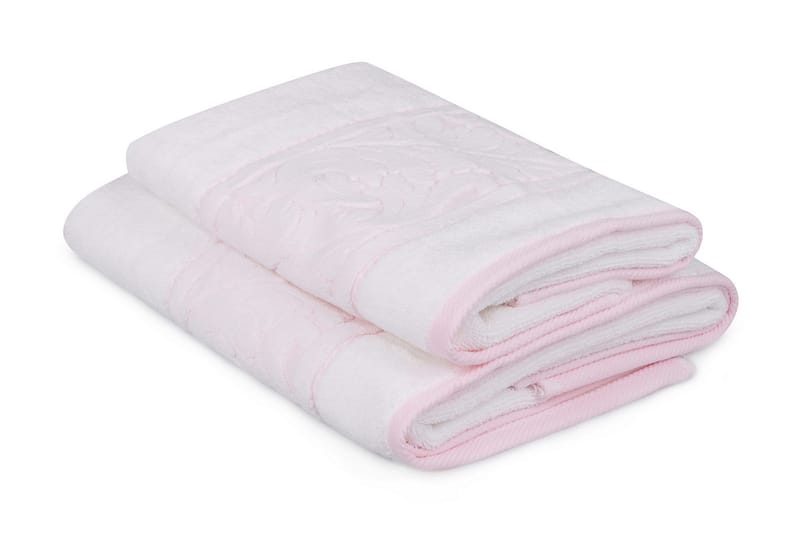 Hobby Håndkle Set om 2 - Hvit/Rosa - Håndklær