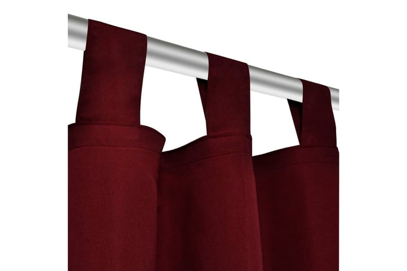 2stk Bordeaux Micro-Sateng Gardiner med Sløyfer 140 x 225 cm - Vinrød - Tekstiler - Gardiner - Mørkleggingsgardin