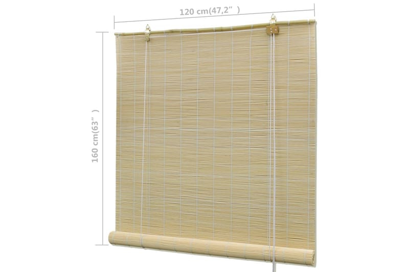 Naturlig bambus rullegardin 120x160 cm - Beige - Tekstiler - Gardiner - Rullegardin