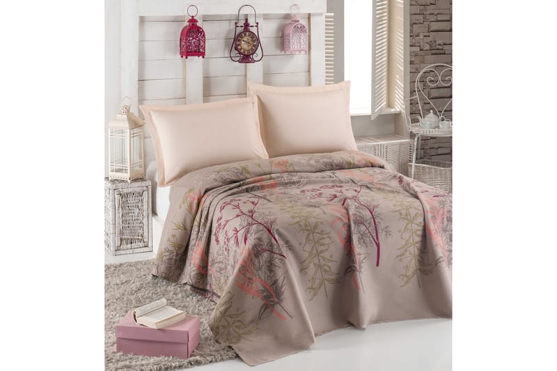 Eponj Home Sengeteppe Dobbelt 200x235 cm - Beige/Rød/Rosa/Grønn - Tekstiler - Sengetøy - Sengeteppe - Sengeteppe dobbeltseng