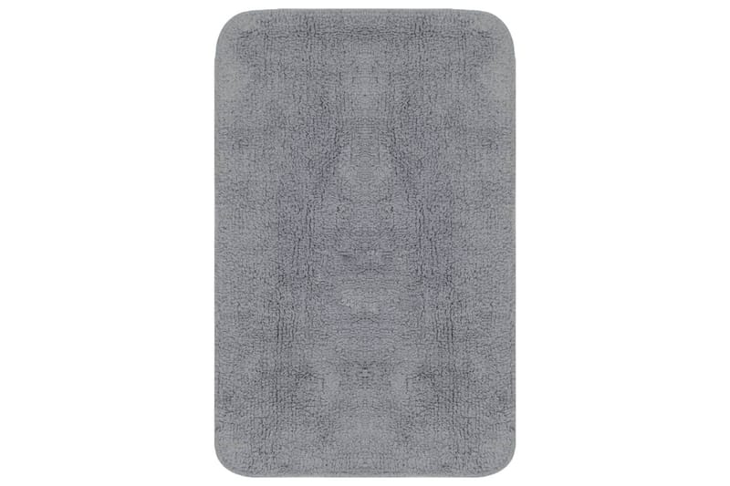 Baderomsmattesett 3 stk stoff grå - Baderomsmatte - Gummiert tepper - Små tepper - Mønstrede tepper - Store tepper - Håndvevde tepper