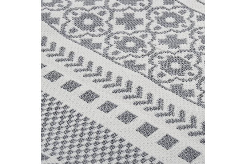 Teppe grå og hvit 160x230 cm bomull - Grå - Bomullstepper - Barnetepper - Håndvevde tepper - Gummiert tepper - Små tepper - Mønstrede tepper - Store tepper