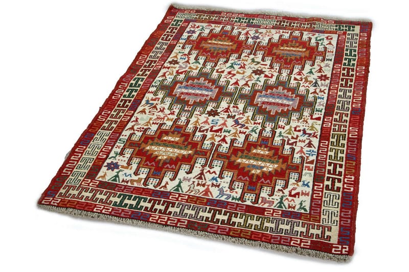 Håndknyttet Persisk Matte Varni 105x151 cm Kelim - Rød / Beige - Tekstiler - Tepper & Matter - Orientalske tepper - Kelimtepper