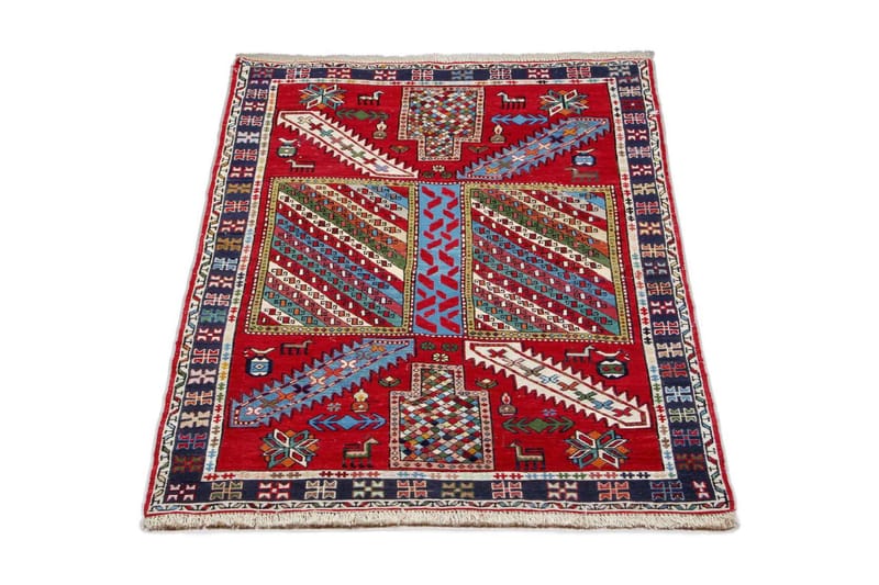 Håndknyttet Persisk Matte Varni 105x155 cm Kelim - Rød/Mørkeblå - Tekstiler - Tepper & Matter - Orientalske tepper - Kelimtepper