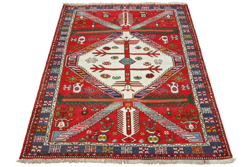 Håndknyttet Persisk Matte 105x155 cm Kelim - Rød/Mørkeblå - Tekstiler - Tepper & Matter - Orientalske tepper - Kelimtepper