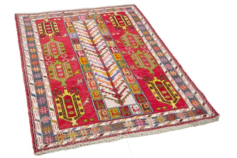 Håndknyttet Persisk Matte Varni 110x150 cm Kelim - Rød/Mørkeblå - Tekstiler - Tepper & Matter - Orientalske tepper - Kelimtepper