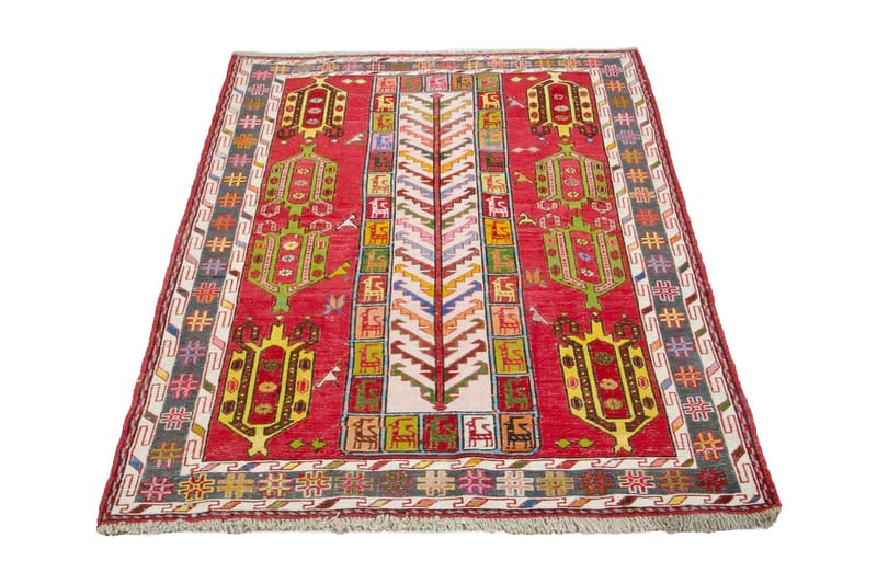 Håndknyttet Persisk Matte Varni 110x150 cm Kelim - Rød/Mørkeblå - Tekstiler - Tepper & Matter - Orientalske tepper - Kelimtepper