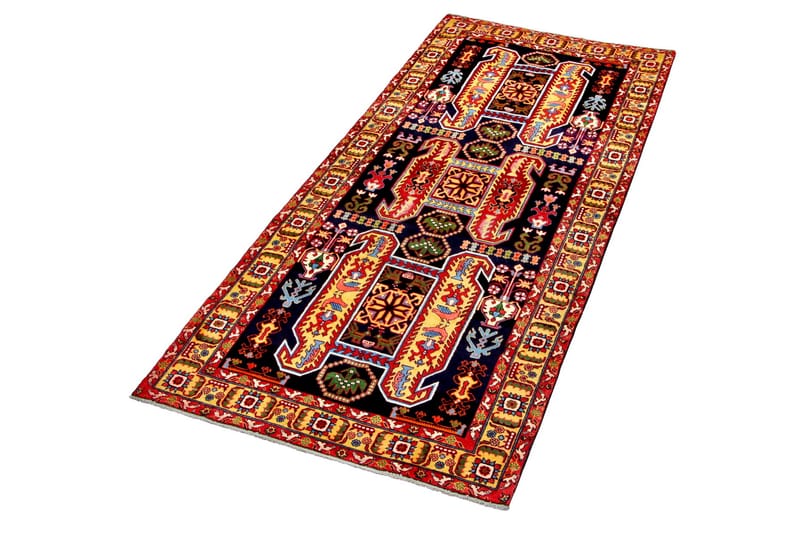 Håndknyttet Persisk Matte 132x310 cm - Mørkeblå/Gul - Tekstiler - Tepper & Matter - Orientalske tepper - Persisk matte