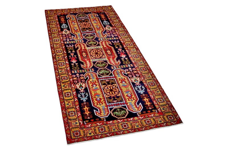 Håndknyttet Persisk Matte 132x310 cm - Mørkeblå/Gul - Tekstiler - Tepper & Matter - Orientalske tepper - Persisk matte