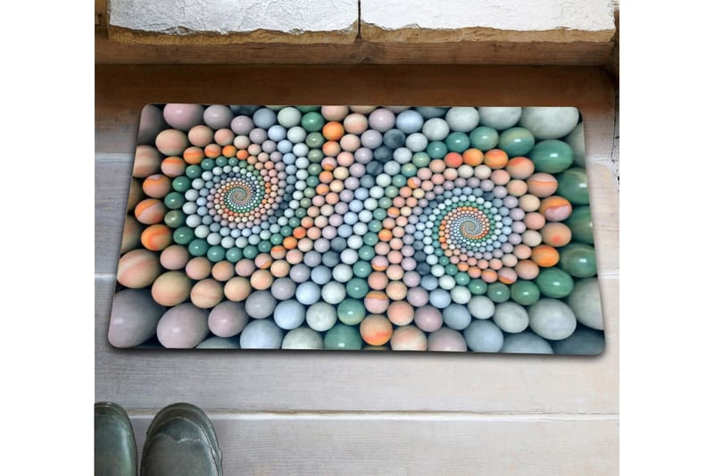 Chilai Dørmatte 45x70 cm - PVC/Multifarget - Håndvevde tepper - Gummiert tepper - Små tepper - Mønstrede tepper - Store tepper - Hall matte - Dørmatte og entrématte