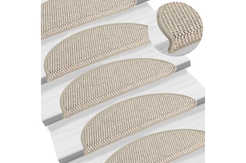 Selvklebende trappematter sisal-utseende 15 stk 56x20cm - Silver - Tekstiler - Tepper & Matter - Spesialmatte - Trappetepper