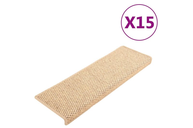 Selvklebende trappematter sisal-utseende 15 stk 65x25 cm - Beige - Tekstiler - Tepper & Matter - Spesialmatte - Trappetepper