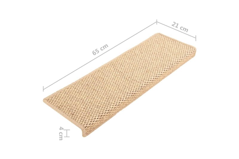 Selvklebende trappematter sisal-utseende 15 stk 65x25 cm - Beige - Tekstiler - Tepper & Matter - Spesialmatte - Trappetepper