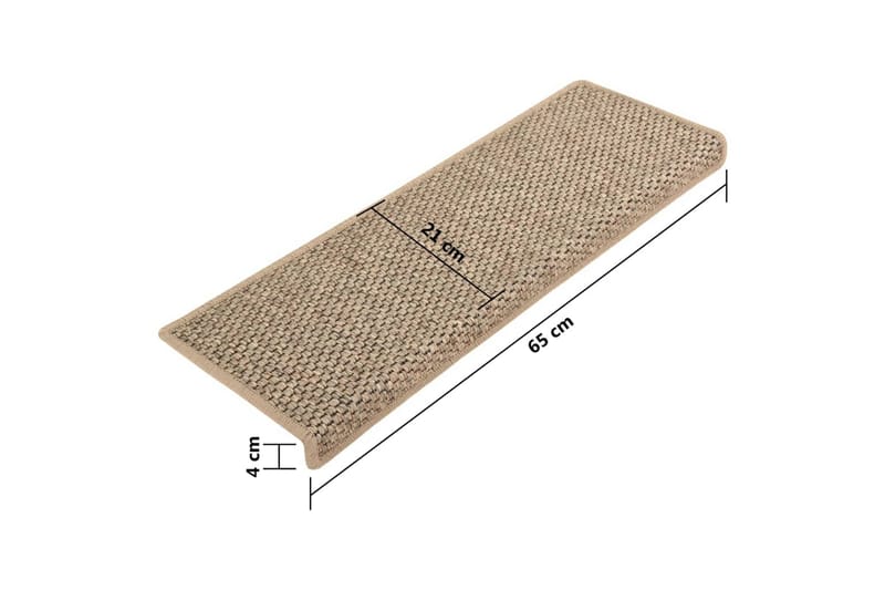 Selvklebende trappematter sisal 15 stk 65x25 cm mørk beige - Beige - Tekstiler - Tepper & Matter - Spesialmatte - Trappetepper