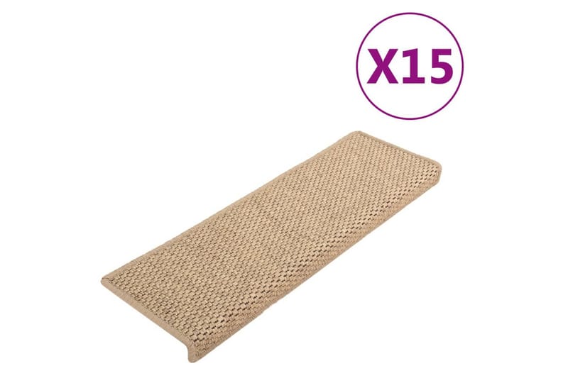 Selvklebende trappematter sisal-utseende 15 stk 65x25 cm - Brun - Tekstiler - Tepper & Matter - Spesialmatte - Trappetepper