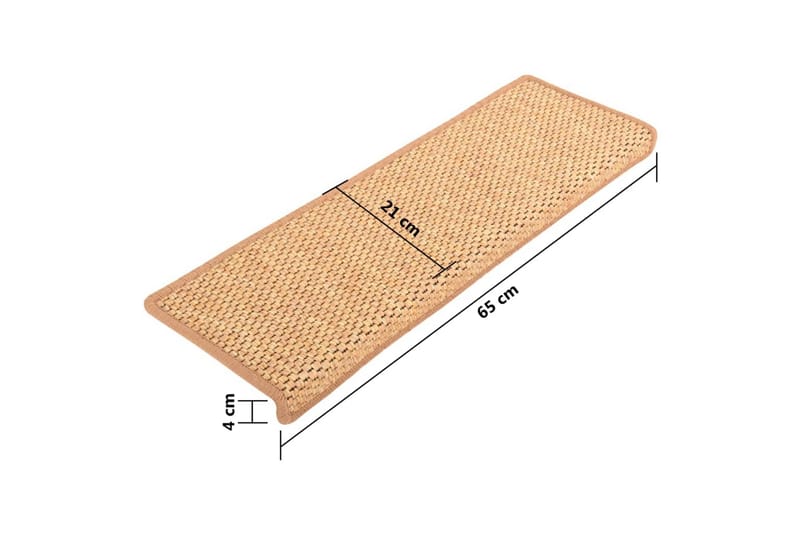 Selvklebende trappematter sisal-utseende 15 stk 65x25cm - Oransj - Tekstiler - Tepper & Matter - Spesialmatte - Trappetepper