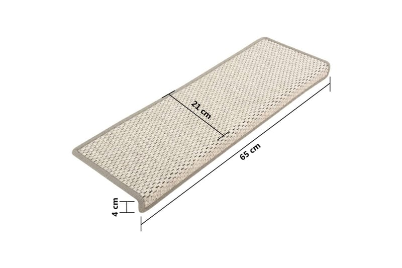 Selvklebende trappematter sisal-utseende 15 stk 65x25cm - Silver - Tekstiler - Tepper & Matter - Spesialmatte - Trappetepper