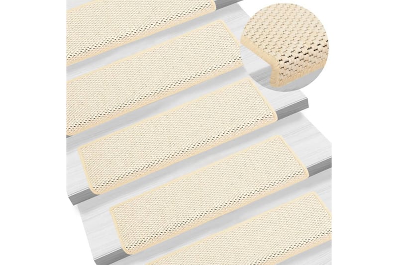 Selvklebende trappematter sisal-utseende 15stk 65x25cm - Krem - Tekstiler - Tepper & Matter - Spesialmatte - Trappetepper