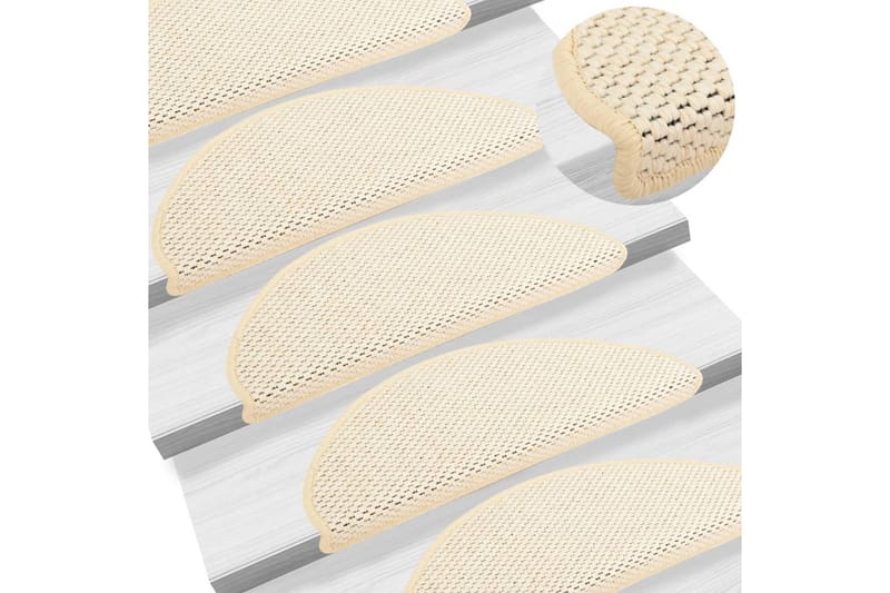 Selvklebende trappematter sisal-utseende 15stk 65x25cm - Krem - Tekstiler - Tepper & Matter - Spesialmatte - Trappetepper