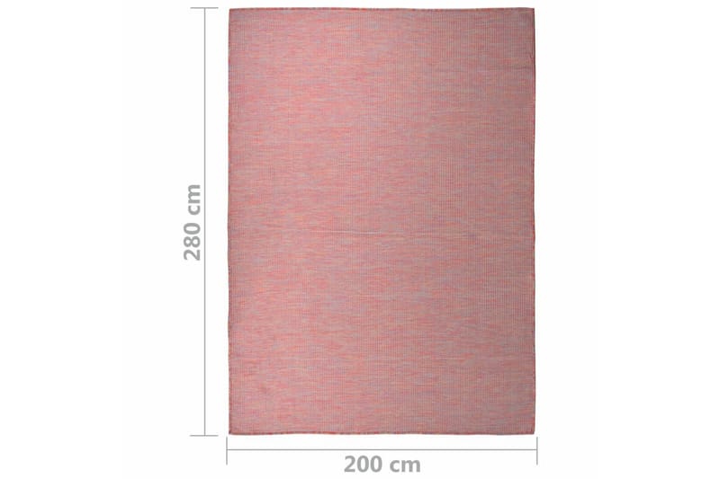 Utendørs flatvevd teppe 200x280 cm rød - Rød - Gummiert tepper - Plastmatte balkong - Små tepper - Mønstrede tepper - Store tepper - Balkongmatte - Håndvevde tepper - Utendørstepper