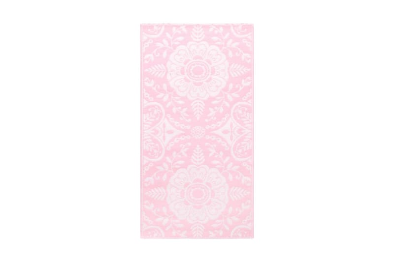 Uteteppe rosa 120x180 cm PP - Gummiert tepper - Plastmatte balkong - Små tepper - Mønstrede tepper - Store tepper - Balkongmatte - Håndvevde tepper - Utendørstepper
