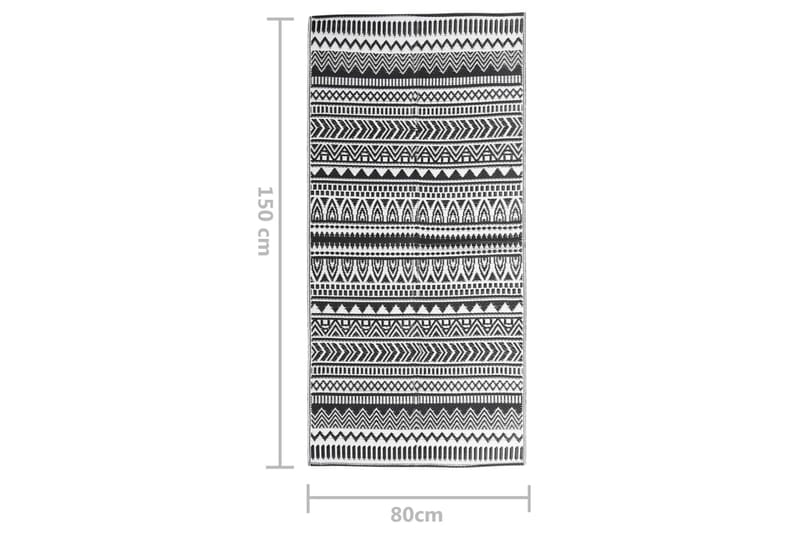 Uteteppe svart 80x150 cm PP - Svart - Gummiert tepper - Plastmatte balkong - Sm�å tepper - Mønstrede tepper - Store tepper - Balkongmatte - Håndvevde tepper - Utendørstepper