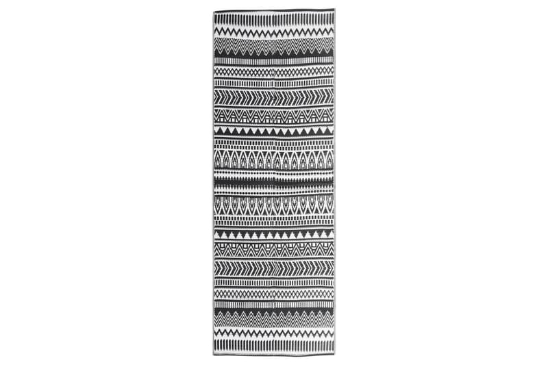 Uteteppe svart 80x150 cm PP - Svart - Gummiert tepper - Plastmatte balkong - Små tepper - Mønstrede tepper - Store tepper - Balkongmatte - Håndvevde tepper - Utendørstepper
